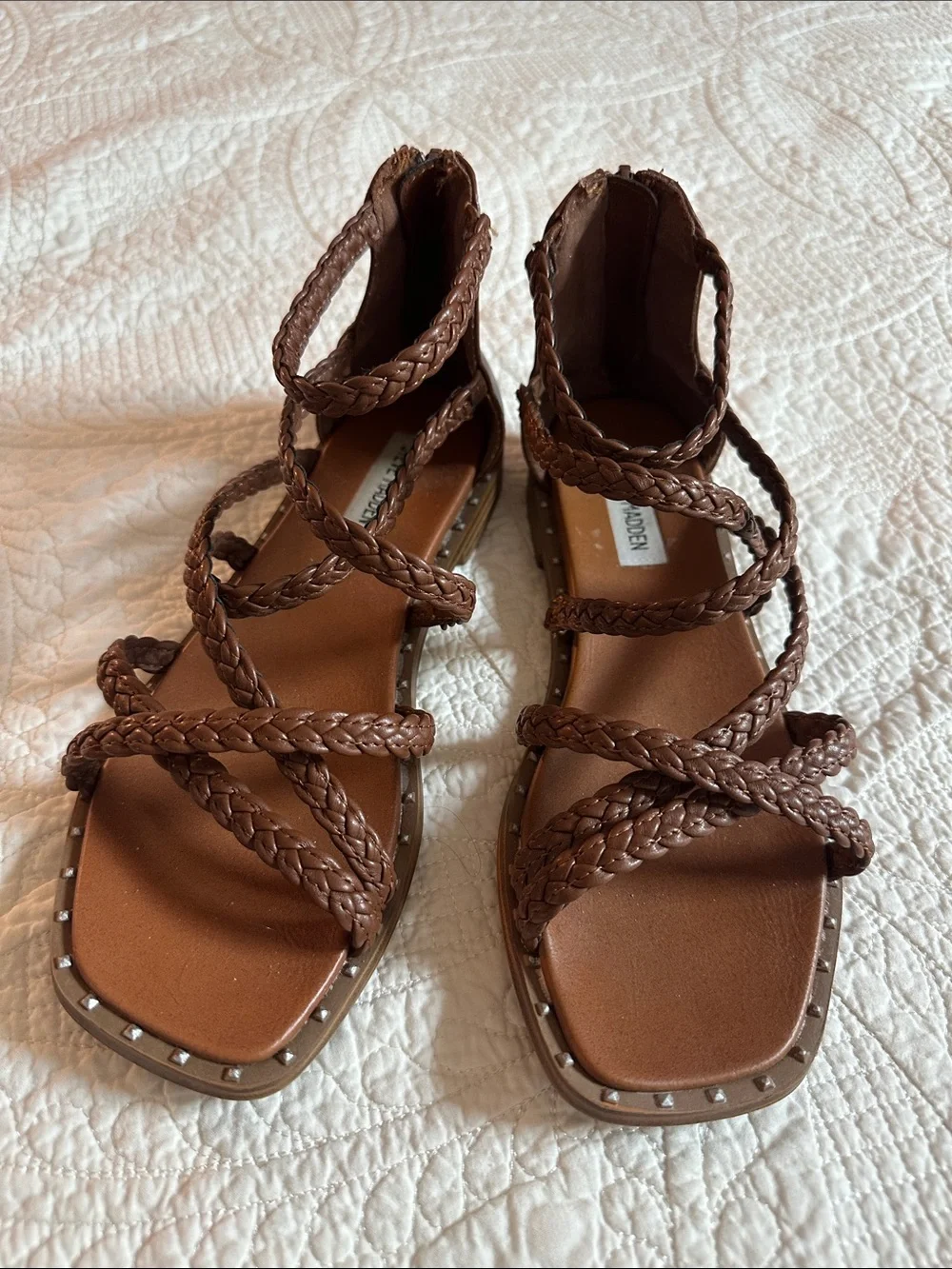 Steve Madden Braided Strappy Brown Gladiator Sandals 6.5
